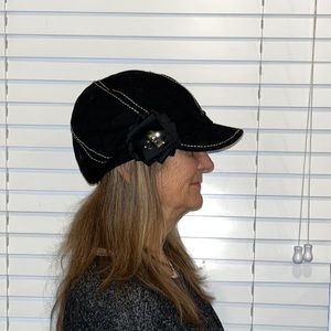 Black Alternative Cabbie Tall Ball Cap Hat Brim